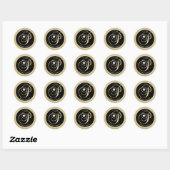 Black Glitzer Gold Monogram Wedding Umschlag Aufkl Runder Aufkleber (Blatt)