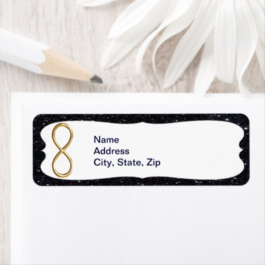 Black Glitzer Gold Unfinity Address Labels (Insitu)