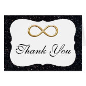 Black Glitzer Gold Unfinity Danke Karte (Vorderseite (Horizontal))