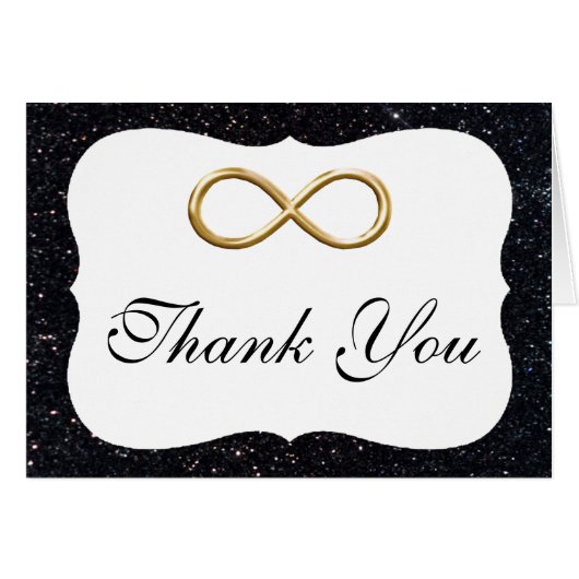 Black Glitzer Gold Unfinity Danke Karte (Vorderseite (Horizontal))