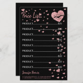Black Glitzer Heart Lip Lipstick Makeup Preisliste Briefpapier (Vorne/Hinten)