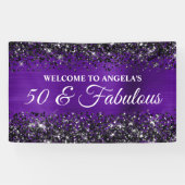 Black Glitzer Indigo Lila 50 & Fabulous Geburtstag Banner (Horizontal)