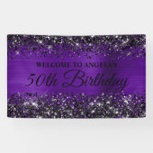 Black Glitzer Indigo Lila 50. Geburtstag Willkomme Banner (Horizontal)