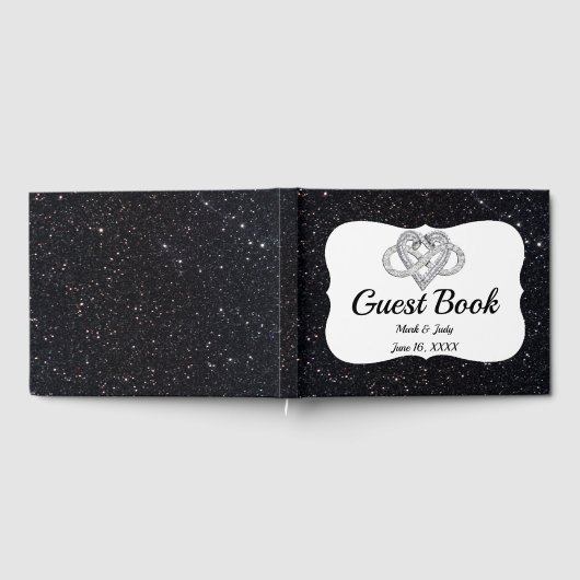 Black Glitzer Infinity Heart Guestbook Gästebuch (Voll)