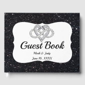 Black Glitzer Infinity Heart Guestbook Gästebuch (Vorderseite)