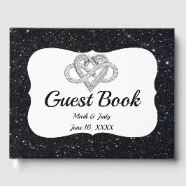 Black Glitzer Infinity Heart Guestbook Gästebuch