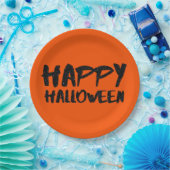 Black Glitzer Marker Happy Halloween Pappteller (Party)