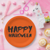 Black Glitzer Marker Happy Halloween Pappteller (Party)