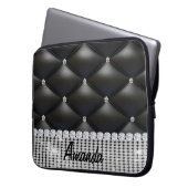 Black Glitzer Monogramm Notebook-Gehäuse Laptopschutzhülle (Vorderseite Links)