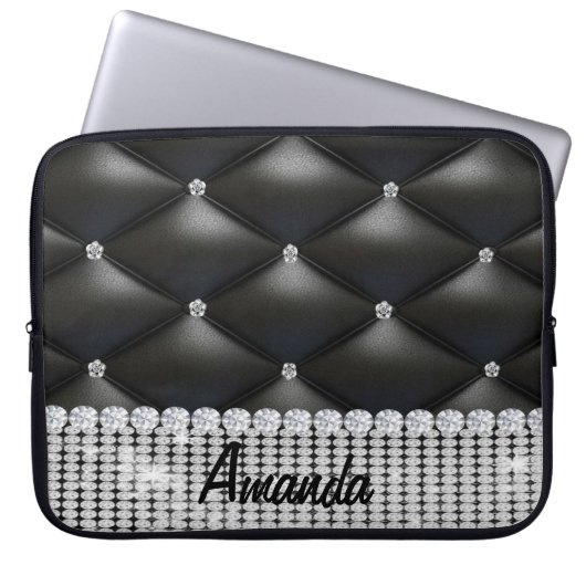 Black Glitzer Monogramm Notebook-Gehäuse Laptopschutzhülle (Vorderseite)