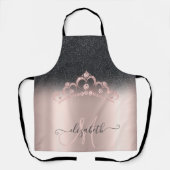 Black Glitzer Ombre Rose Gold Tiara Diamonds Schürze (Vorderseite)