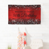 Black Glitzer Red Foil 50. Geburtstag Willkommen Banner (Insitu)