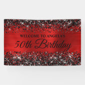 Black Glitzer Red Foil 50. Geburtstag Willkommen Banner (Horizontal)