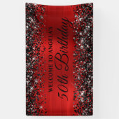 Black Glitzer Red Foil 50. Geburtstag Willkommen Banner (Vertikal)