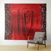 Black Glitzer Red Foil Willkommen zum 50. Geburtst Wandteppich (Beispiel (Horizontal))