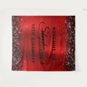 Black Glitzer Red Foil Willkommen zum 50. Geburtst Wandteppich (Vorderseite (Horizontal))