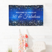 Black Glitzer Royal Blue 50 & Fabulous Geburtstag Banner (Insitu)