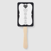 Black Glitzer Schwarz-weiß Heart Wedding Program Fächer (Rückseite)