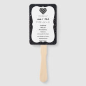 Black Glitzer Schwarz-weiß Heart Wedding Program Fächer (Vorderseite)