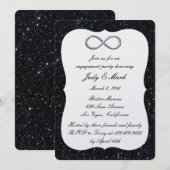 Black Glitzer Silver Infinity Engagement Party Einladung (Vorne/Hinten)