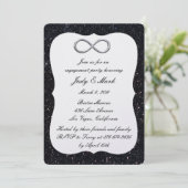 Black Glitzer Silver Infinity Engagement Party Einladung (Stehend Vorderseite)