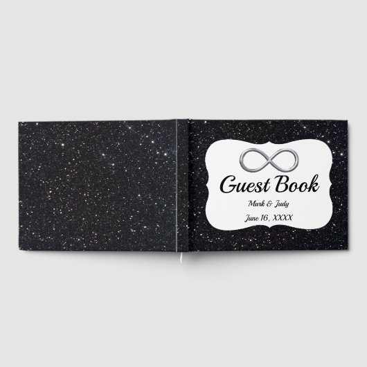 Black Glitzer Silver Infinity Guestbook Gästebuch (Voll)