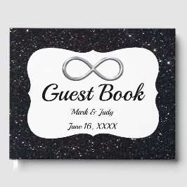 Black Glitzer Silver Infinity Guestbook Gästebuch