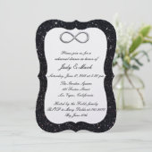 Black Glitzer Silver Infinity Probe Dinner Einladung (Stehend Vorderseite)