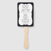 Black Glitzer Silver Infinity Wedding Program Fans Fächer (Vorderseite)