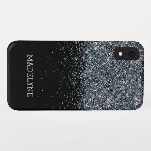 Black Glitzer Sparkle Girly Personalisierter Name Case-Mate iPhone Hülle (Rückseite (Horizontal))