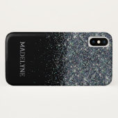 Black Glitzer Sparkle Girly Personalisierter Name Case-Mate iPhone Hülle (Rückseite (Horizontal))