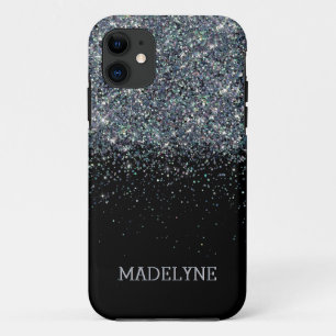 Black Glitzer Sparkle Girly Personalisierter Name Case-Mate iPhone Hülle