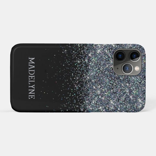 Black Glitzer Sparkle Girly Personalisierter Name Case-Mate iPhone Hülle (Rückseite (Horizontal))