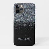 Black Glitzer Sparkle Girly Personalisierter Name Case-Mate iPhone Hülle (Rückseite)
