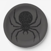 Black Glitzer Spider Halloween Pappteller (Vorderseite)