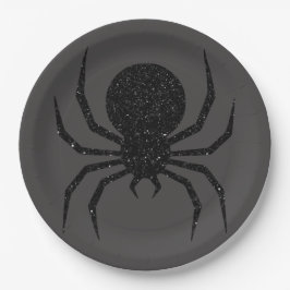 Black Glitzer Spider Halloween Pappteller