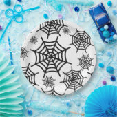 Black Glitzer Spiderweb Halloween Pappteller (Party)