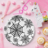 Black Glitzer Spiderweb Halloween Pappteller (Party)