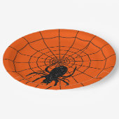 Black Glitzer Spiderweb Halloween Pappteller (Schrägansicht)