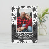 Black Glitzer Stars Weihnachts-Foto Feiertagskarte (Stehend Vorderseite)