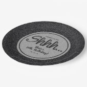 Black Glitzer SURPRISE Geburtstagsparty Pappteller (Schrägansicht)