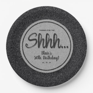 Black Glitzer SURPRISE Geburtstagsparty Pappteller