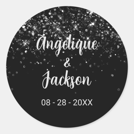 Black Glitzer Umschlag Aufkleber (Vorderseite)