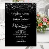 Black Glitzer Wedding Einladung