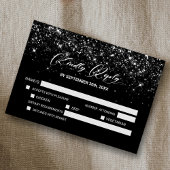 Black Glitzer Wedding RSVP Karte
