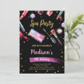 Black Glitzer Wellness-Center Geburtstagseinladung Einladung (Stehend Vorderseite)