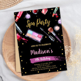 Black Glitzer Wellness-Center Geburtstagseinladung Einladung
