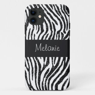 Black Glitzer Zebra Monogram iPhone Case-Mate iPhone Hülle