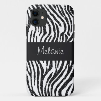 Black Glitzer Zebra Monogram iPhone Case-Mate iPhone Hülle