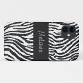 Black Glitzer Zebra Monogram iPhone Case-Mate iPhone Hülle (Rückseite (Horizontal))